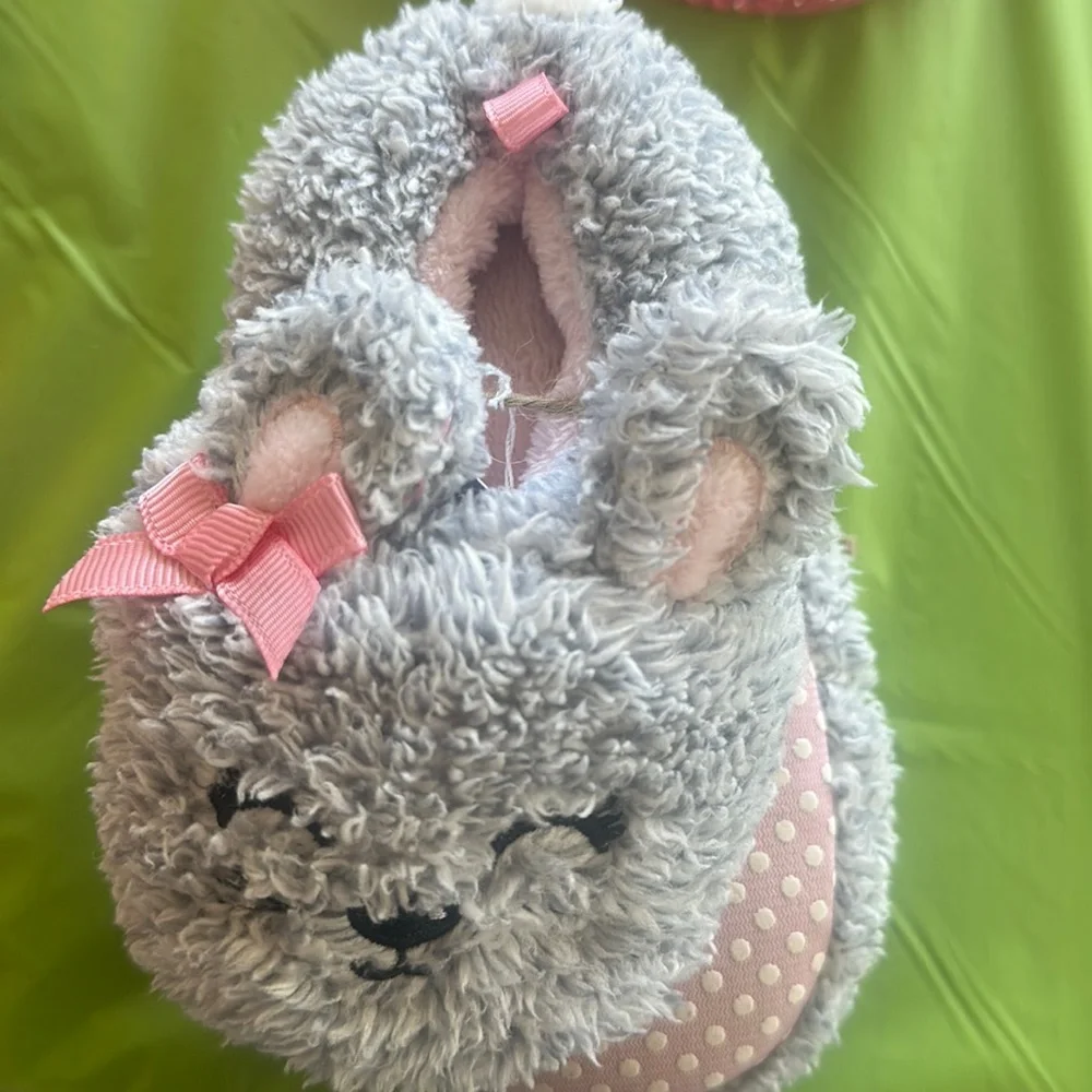 🎀 Girls Koala Slippers Pink and Gray Fluffy Soft Slip On Baby Girl House Shoes
